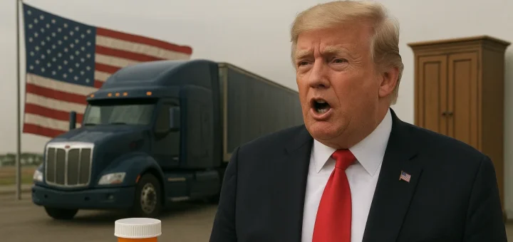 Trump zaostrza walkę handlową nowymi taryfami na leki, ciężarówki i szafy