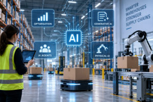 AI łączy cyfrowe planowanie z fizyczną automatyzacją magazynów AI łączy cyfrowe planowanie z fizyczną automatyzacją magazynów