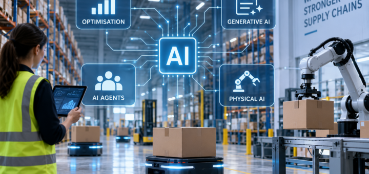 AI łączy cyfrowe planowanie z fizyczną automatyzacją magazynów